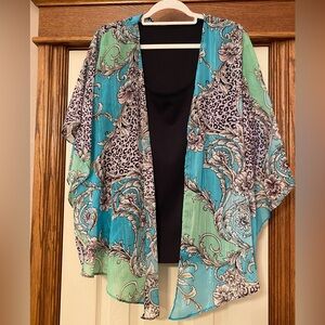 Sara Michelle Womens 1X Top W/Attached Tank Multicolor